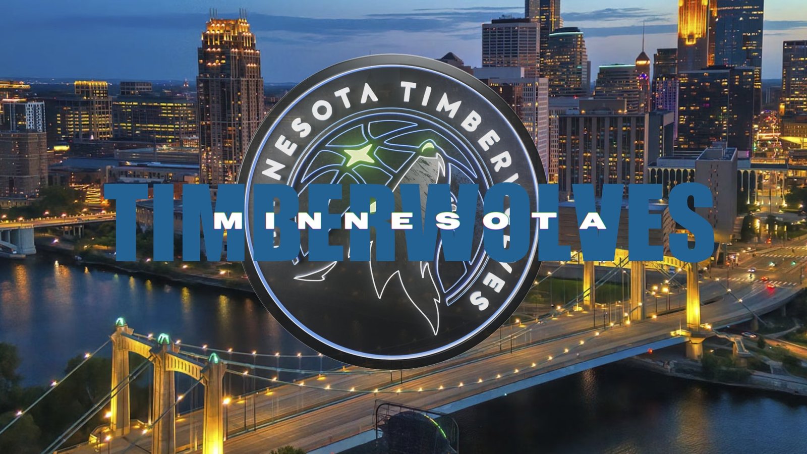 Minnesota Timberwolves logo with Minneapolis skyline